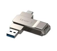 Lexar D40E Unidad Flash Dual USB Tipo-C, USB-A/C, 64GB, Champán Plateado | USB 3.2 Gen 1, Type-C, Carcasa de Metal, Diseño Giratorio
