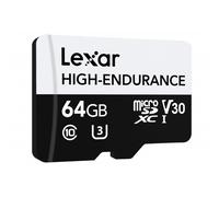 LEXAR 64GB HIGH-ENDURANCE MICROSDHC/MICROSDXC UHS-I CARDS,UP TO 100MB/S READ, 35MB/S WRITE, C10 A1 V30 U3 LMSHGED064G-BCNNG