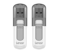 Lexar JumpDrive V100 - Paquete de 2 Unidades Flash USB 3.2 Gen 1 de 128 GB para expansión de Almacenamiento y Copia de Seguridad, hasta 100 MB/s de Lectura, Gris (LJDV100128G-B2HNU)