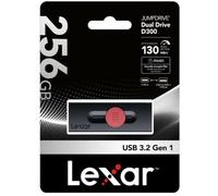 LEXAR 256GB DUAL TYPE-C AND TYPE-A USB 3.2 FLASH DRIVE, UP TO 130MB/S READ LJDD300256G-BNBNG