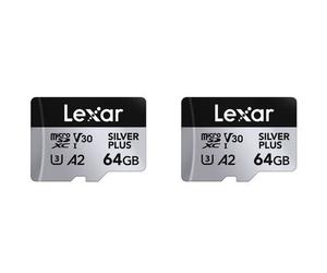 Lexar microSDXC Silver Plus UHS-1 V30 R205/W100MB/s - 2PACK 64 GB
