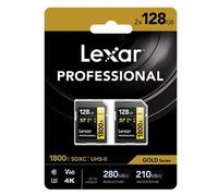 Lexar paquete de 2 SDXC Profesional Tipo Oro - 1800x 280MB/s V60 II 128 GB 2 PAQUETES
