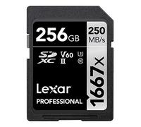 Lexar Professional 1667x Tarjeta SD 256GB SDXC UHS-II | Hasta 250 MB/s de Lectura, Clase 10, U3, V60, Para fotógrafo profesional, camarógrafo, entusiasta, LSD256CB1667