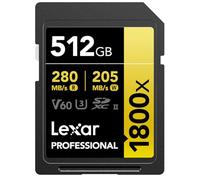 Lexar Professional 1800X 512 GB Sdxc Uhs-II Class 10, W128826573 (Sdxc Uhs-II Class 10)
