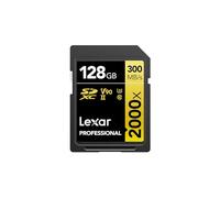 Lexar Professional 2000x Tarjeta SD 128GB, SDXC UHS-II Tarjeta de Memoria sin Lector, hasta 300MB/s de Lectura, Class 10, U3, V90 SD para DSLR, cámaras de Video en Calidad de Cine (LSD2000128G-BNNAG)