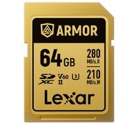 Tarjeta SD Lexar Pro Gold Series Armor 64GB V60 IP68 Acero Inoxidable