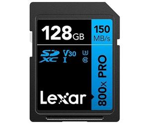 Lexar SDXC High Performance 128GB 800x UHS-I Serie Blue, Clase 10, U3, V30, para grabación de vídeo en 4K, Alta Velocidad de Transferencia, Negro/Azul