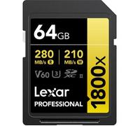 Lexar SDXC Profesional Tipo Oro - 1800x 280MB/s V60 II 64 GB