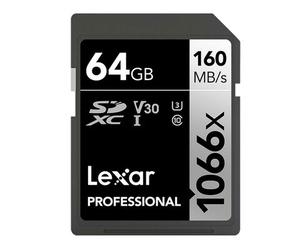 Lexar SDXC Profesional Tipo Plata - 1066x 160MB/s V30 I 64 GB