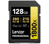 Lexar SDXC Professional 128GB 1800x UHS-II Serie Gold, Clase 10, U3, V60, Grabación de vídeo en 4K, Negro