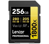 Lexar SDXC Professional 256GB 1800x UHS-II Serie Gold, Clase 10, U3, V60, Grabación de vídeo en 4K, Negro