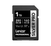 Lexar Silver Pro Tarjeta SD de 1TB, Tarjeta de Memoria SD UHS-II, V60, U3, C10, Lectura de hasta 280MB/s, Escritura de 160MB/s, Tarjeta SDXC para DSLR/cámara/fotógrafo/videógrafo (LSDSIPR001T-BNNNG)