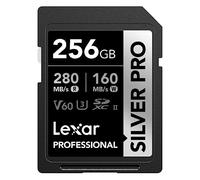 Lexar SILVER PRO Tarjeta SD de 256GB, tarjeta de memoria SD UHS-II, V60, U3, C10, lectura de hasta 280MB/s, escritura de 160MB/s, tarjeta SDXC para DSLR/cámara/fotógrafo/videógrafo (LSDSIPR256G-BNNAA)