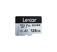 Lexar Silver Tarjeta Micro SD de 128 GB, Microsdxc TF de hasta 205 MB/s de Lectura, 100 MB/s de Escritura, Tarjeta de Memoria Micro SD+ Adaptador, A2, U3, Clase 10, V30, Full HD y 4K UHD Video