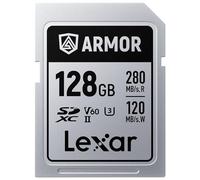 Lexar Tarjeta de Memoria Armor Silver Pro SDXC de 128 GB, UHS-II, C10, U3, V60, 6K UHD, hasta 280 MB/s de Lectura, Acero Inoxidable, para fotógrafos Profesionales, videógrafos, entusiastas