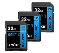 Lexar Tarjeta de Memoria Pro SDHC UHS-I de 32 GB (Paquete de 3) de Alto Rendimiento 800x, C10, U1, V10, Video 4K UHD, hasta 150 MB/s de Lectura, para cámaras DSLR de Punto y Disparo y Rango Medio,