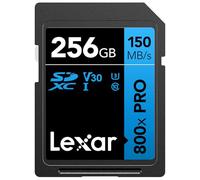 Lexar Tarjeta de Memoria Pro SDXC UHS-I de 256 GB de Alto Rendimiento 800x, C10, U3, V30, Video 4K UHD, hasta 150 MB/s de Lectura, para cámaras DSLR de Punto y Disparo y Rango Medio, videocámaras HD