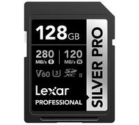 Lexar Tarjeta de Memoria Profesional Silver Pro SDXC de 128 GB, UHS-II, C10, U3, V60, Full-HD y Video 4K, hasta 280 MB/s de Lectura, para fotógrafos Profesionales, videógrafos, entusiastas