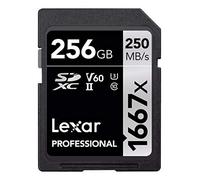 Lexar - Tarjeta de Memoria SDXC 256 GB Profesional 1667x - UHS-II (U3) V90 Vel. Lectura 250 MB/s - 90 MB/s Escritura