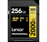 Lexar Tarjeta de Memoria SDXC Profesional de 256 GB 2000x, UHS-II, C10, U3, V90, Video Full-HD y 8K, hasta 300 MB/s de Lectura, para cámaras réflex Digitales, cámaras de vídeo de Calidad de Cine