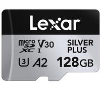 Lexar Tarjeta Micro SD 128 GB Silver Plus, Tarjeta de Memoria Micro SD con Adaptador, Tarjeta Microsdxc TF hasta 205 MB/s, A2, U3, Clase 10, V30, Full HD y 4K UHD para Cámara, Teléfono, Videoconsola