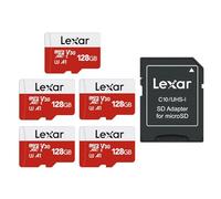 Lexar Tarjeta Micro SD 128 GB, 5 Paquetes, hasta 100 MB/s de Lectura, A1, U3, C10, V30, 4K, Full HD, Tarjeta de Memoria con Adaptador SD, microSDXC para teléfono, videocámara, Switch, GoPro, Tableta