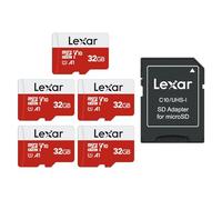 Lexar Tarjeta Micro SD de 32 GB con Adaptador, 5 Paquetes, hasta 100 MB/s | A1, U1, C10, V10, Memoria microSDXC , Micro SD Card para Nintendo Switch, Tableta, Videocámara