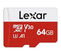 Lexar Tarjeta micro SD de 64 GB, tarjeta de memoria flash microSDXC UHS-I con adaptador