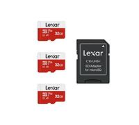 Lexar Tarjeta microSD de 32 GB, paquete de 3 unidades, microSDHC UHSI, tarjeta de memoria flash con adaptador hasta 100 MBs, U1, Class10, V10, A1, tarjeta TF de alta velocidad (3 tarjetas microSD