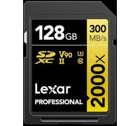 Lexar Tarjeta Profesional 2000x 128GB SDXC UHS-II, hasta 300MB/s de Lectura, para cámaras de vídeo Cine (LSD2000128G-BNNNU)