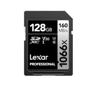 Lexar Tarjeta SD profesional 1066x de 128 GB, tarjeta SDXC UHS-I de hasta 160 MB/s de lectura, tarjeta de memoria SD V30/U3/C10 para cámaras DSLR y videocámaras HD