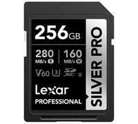 Lexar Tarjeta SD Profesional Silver Pro de 256 GB, UHS-II, C10, U3, V60, Full HD, 4K, Tarjeta de Memoria SDXC de Lectura de hasta 280 MB/s, para fotógrafos Profesionales, videógrafos, entusiastas