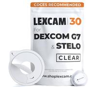 Lexcam Parches adhesivos precortados para Dexcom G7, Stelo - Pack de 30 - Impermeables y transparentes para monitoreo continuo de glucosa, sensor no incluido.