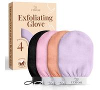L'Exfose Kessa Hammam - Guante exfoliante profundo de 4 piezas, guante exfoliante coreano para ducha, ideal para eliminar la piel muerta, queratosis pilaris y autobronceador para mejorar el tono de la