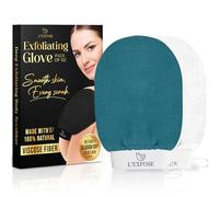 L'Exfose Kessa Hammam - Guante exfoliante profundo para ducha, guante exfoliante coreano, ideal para eliminar la piel muerta, queratosis pilaris y autobronceador (azul cian y marfil)