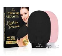 L'Exfose Kessa Hammam - Guante exfoliante profundo para ducha, guante exfoliante coreano, ideal para eliminar la piel muerta, queratosis pilaris y autobronceador (negro y rosa)