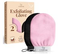 L'Exfose Kessa Hammam - Guante exfoliante profundo para ducha, guante exfoliante coreano, para eliminar la piel muerta, queratosis pilaris y autobronceador (negro y rosa)