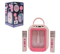 Lexibook, Altavoz Karaoke Inalámbrico, BTC030PK | 2 micrófonos inalámbricos, batería recargable, diseño portátil, rosa
