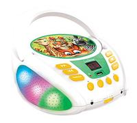 Lexibook, Animales, Reproductor de CD Bluetooth, Portátil, Efectos de luz Multicolor, Toma de micrófono, Toma Auxiliar, Funciona con Corriente alterna o con Pilas, Niños, Blanco, RCD109ANX