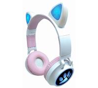 Lexibook Auriculares Inalámbricos 2 en 1 con Orejas de Gato, Bluetooth 5.0 y Luces LED, Incluye Cable de Audio