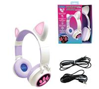 LEXIBOOK - Auriculares inalámbricos Recargables 2 en 1 con Luces - Sonido estéreo, inalámbrico con Cable, Plegable, Ajustable, Luces LED - HPBTKTLXB