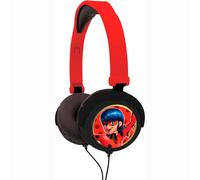 LEXIBOOK, Miraculous Ladybug Cat Noir, Auriculares estéreo, Volumen Seguro para niños, Plegables y Ajustables, Rojo, HP015MI