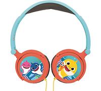 Lexibook Auriculares estéreo Baby Shark, volumen seguro, plegables ajustables Azul/Naranja HP015BS