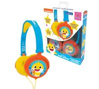 Lexibook Auriculares estéreo Baby Shark, volumen seguro, plegables ajustables Azul/Naranja HP015BS
