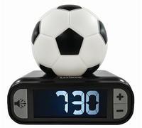 LEXIBOOK, Balón Fútbol Reloj Despertador, RL800FOLXB | Sonidos y melodías, pantalla LCD retroiluminada, luminoso, snooze, negro