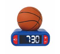 LEXIBOOK, Baloncesto, Despertador con luz Nocturna balón de Baloncesto, Sonidos y melodías, Pantalla LCD retroiluminada, Luminoso, Snooze, Azul/Naranja, RL800BA