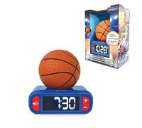 LEXIBOOK, Baloncesto Reloj Despertador Luz Nocturna, RL800BALXB | Sonidos y melodías, pantalla LCD retroiluminada, luminoso, snooze, azul/naranja