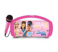LEXIBOOK - Barbie - Altavoz Luminoso inalámbrico con micrófono, Sonido estéreo, Función Karaoke, Puertos USB y para Tarjetas SD, Batería Recargable, Asa para Llevar a Todas Partes, Rosa, BTP585BBZLXB