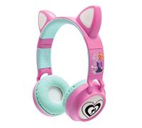 LEXIBOOK, Barbie, Auriculares inalámbricos Recargables 2 en 1 con Orejas de Gato, Efectos de luz, Sonido estéreo, Bluetooth y con Cable, Plegables, Ajustable, Luces LED, Rosa, HPBTKTBB