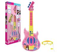 LEXIBOOK, Barbie, Guitarra Electrónica con Micrófono y Gafas para Cantar con Estilo, 2 Modos de Juego, Melodías de Demostración, Efectos de Luz, Rosa/Amarillo, K260BBLXB